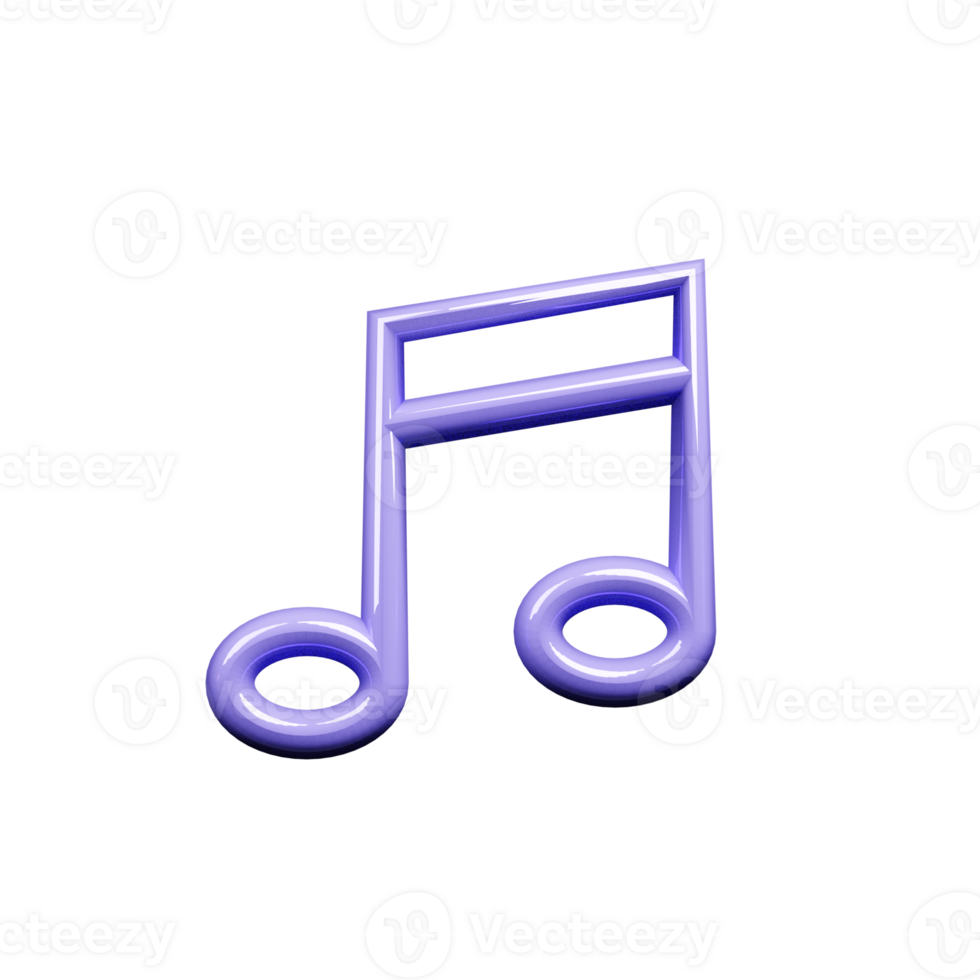 Music icon 3d render blue color png