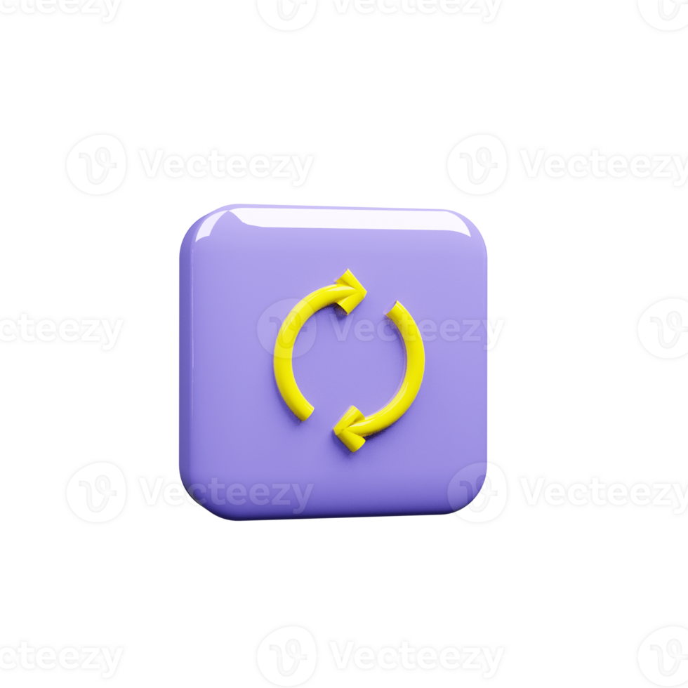 Reload icon 3d render blue and yellow color png