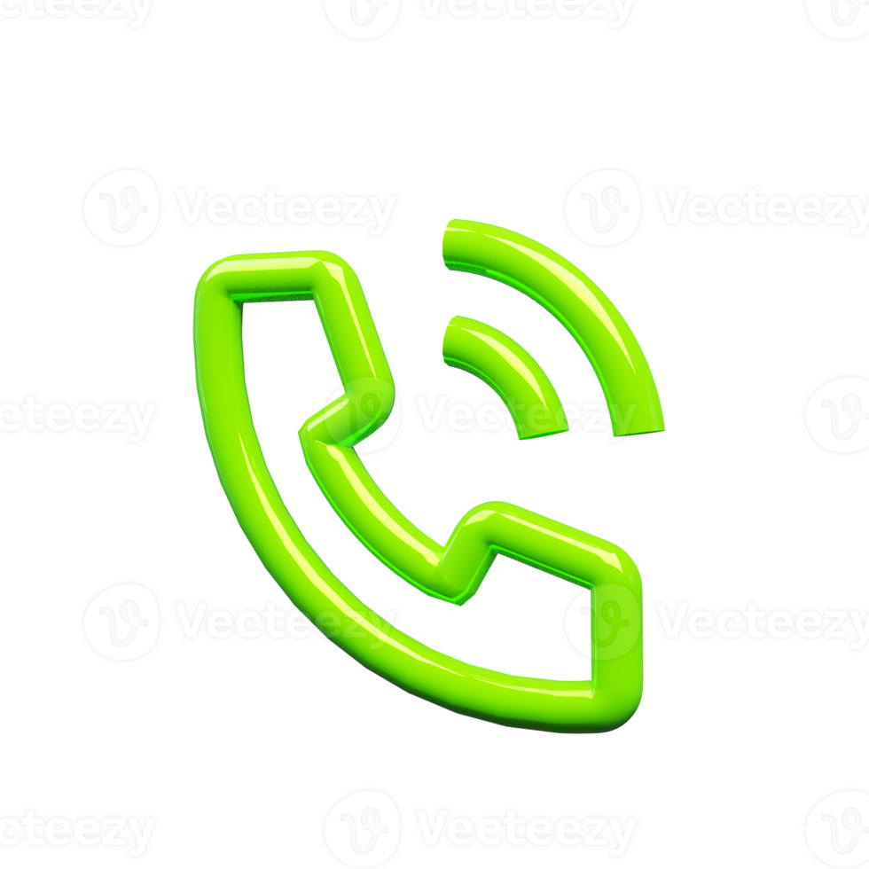Telephone icon 3d render green color png