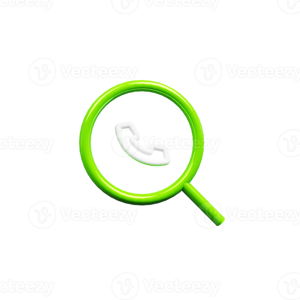 Search with phone icon 3d render symbol png