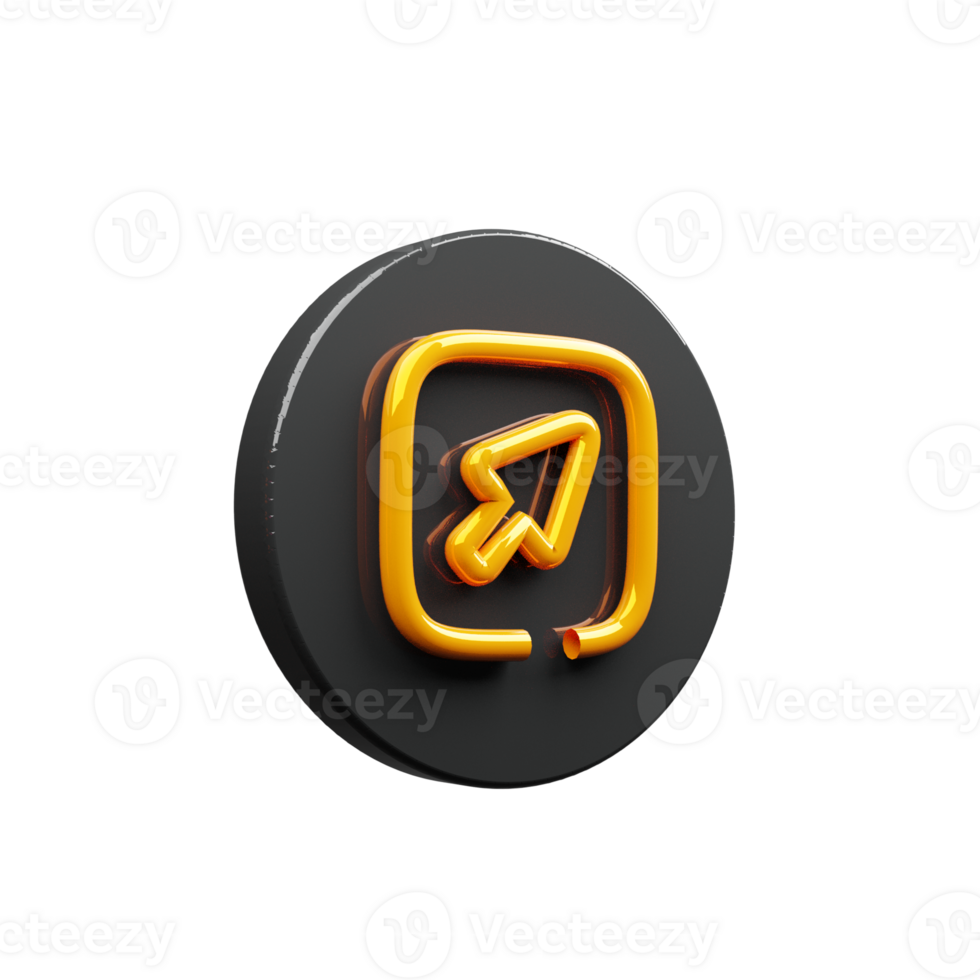 Yellow and black cursor icon 3D render png