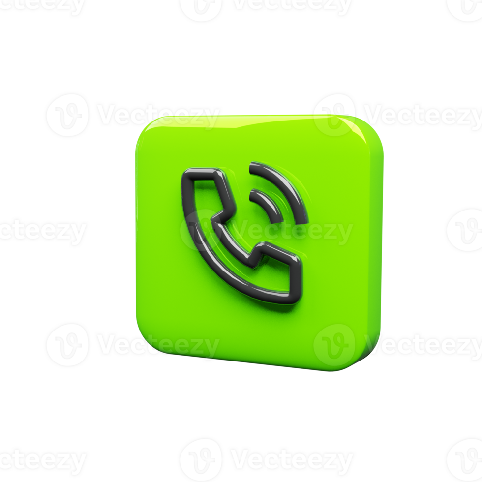 Phone icon greean and black color 3d render png