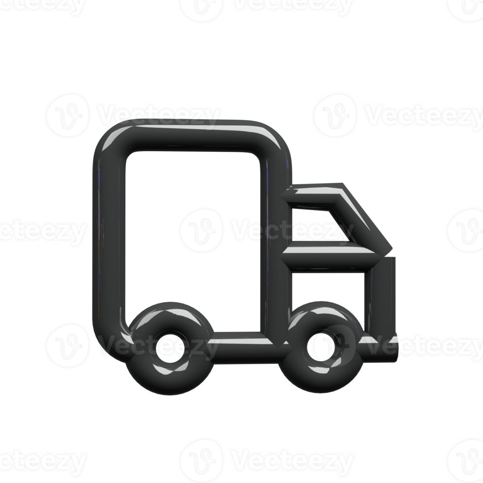 Black car icon 3d render line png