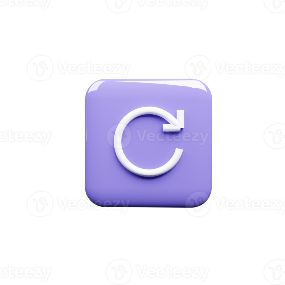 Reload symbol icon 3d render bule and white color png