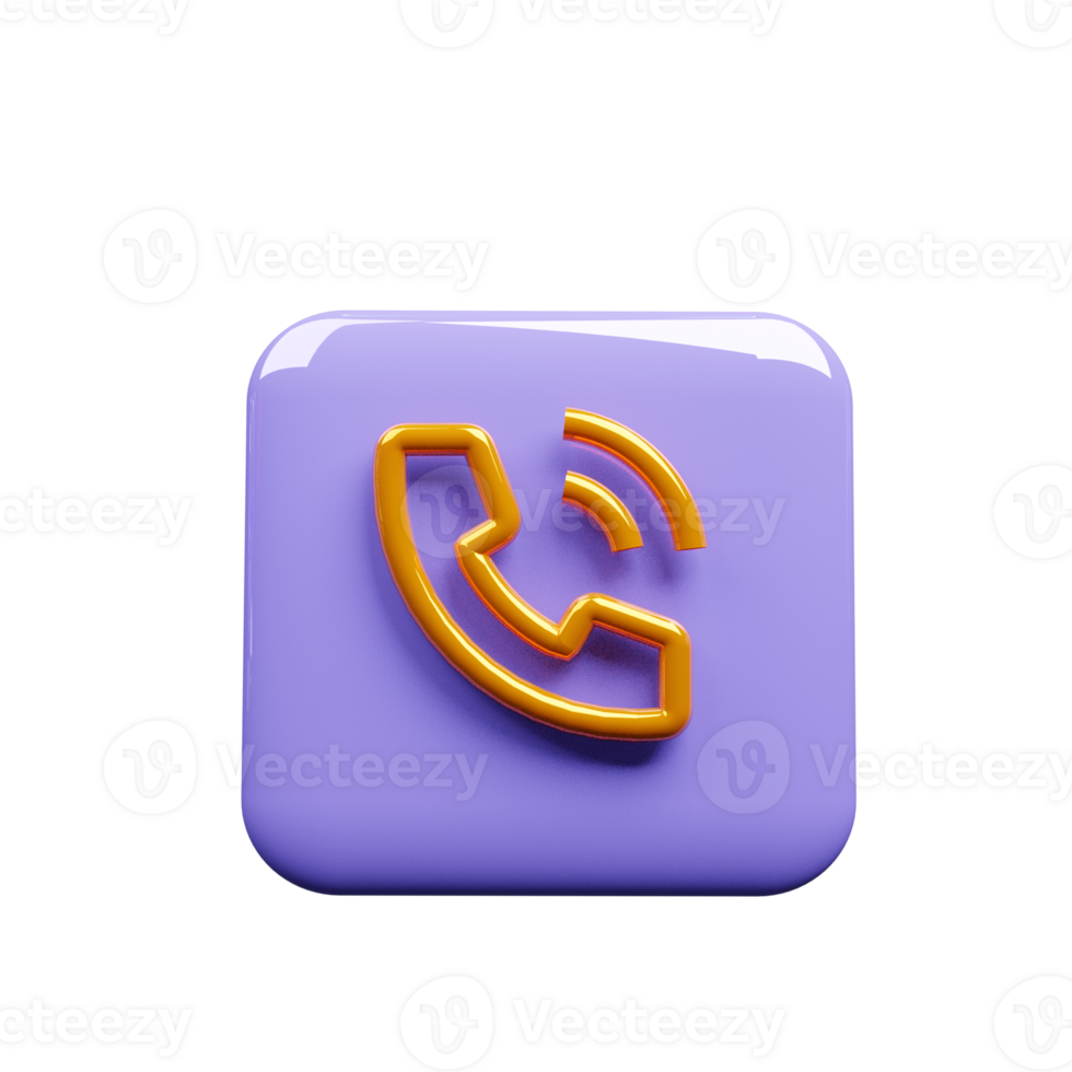 Phone icon 3d render, phone call symbol png