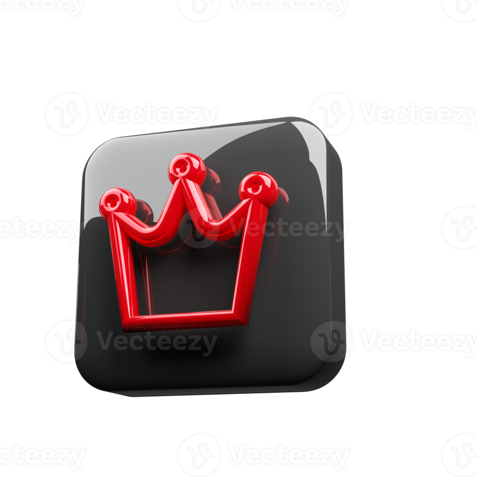 Red and black crown 3d render icon png