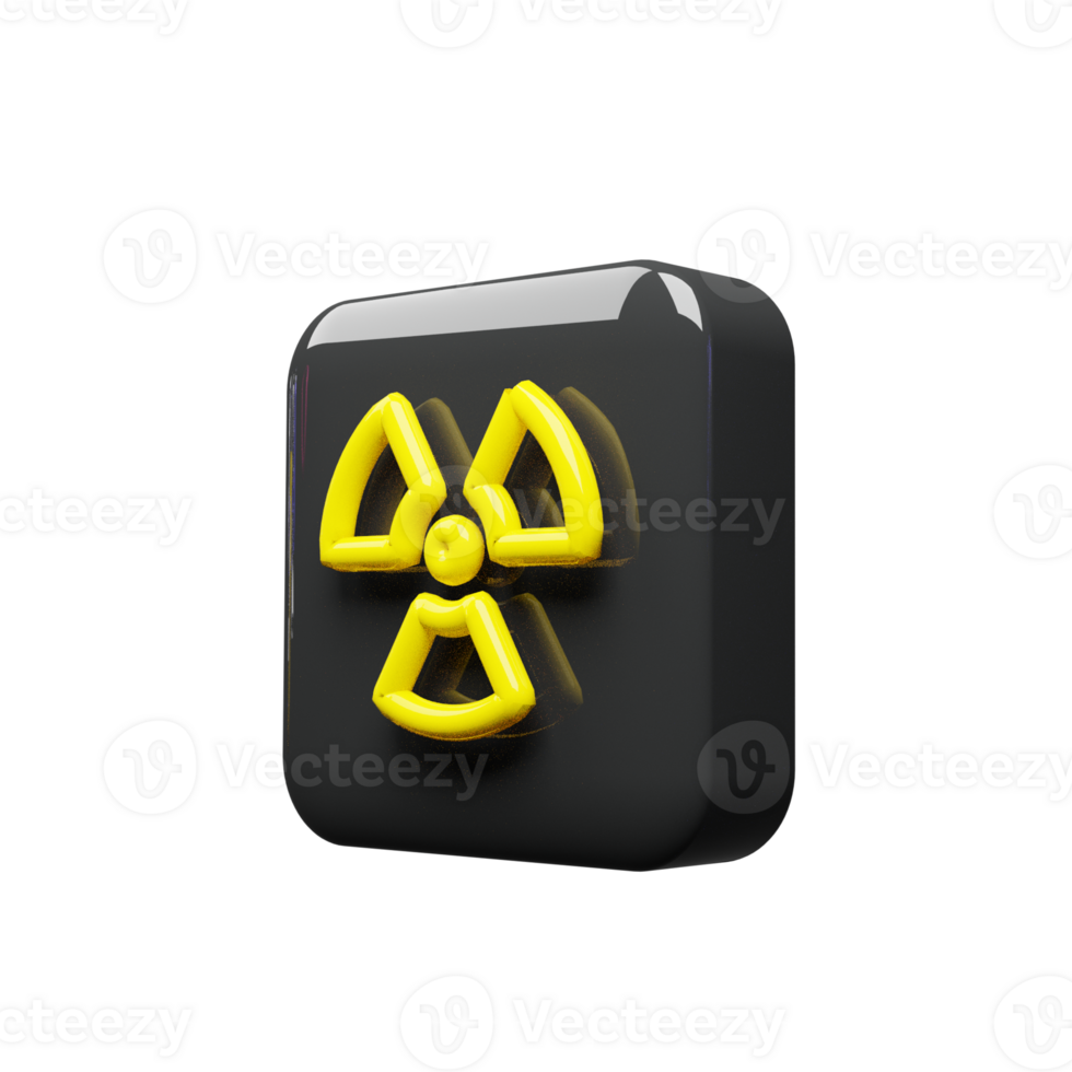 Radiation icon black and yellow color 3d render png