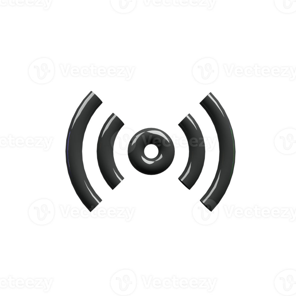 Signal icon 3d render black color png