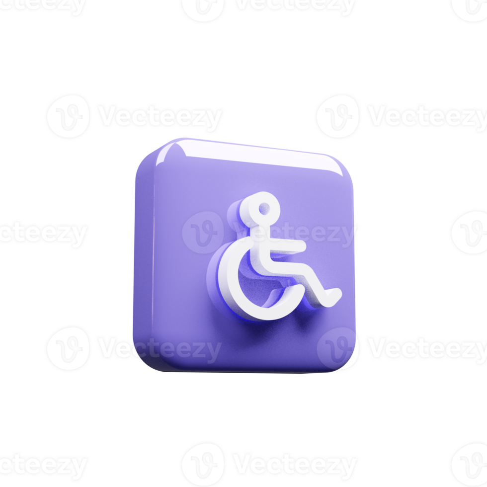 Disability blue and white 3d render icon png