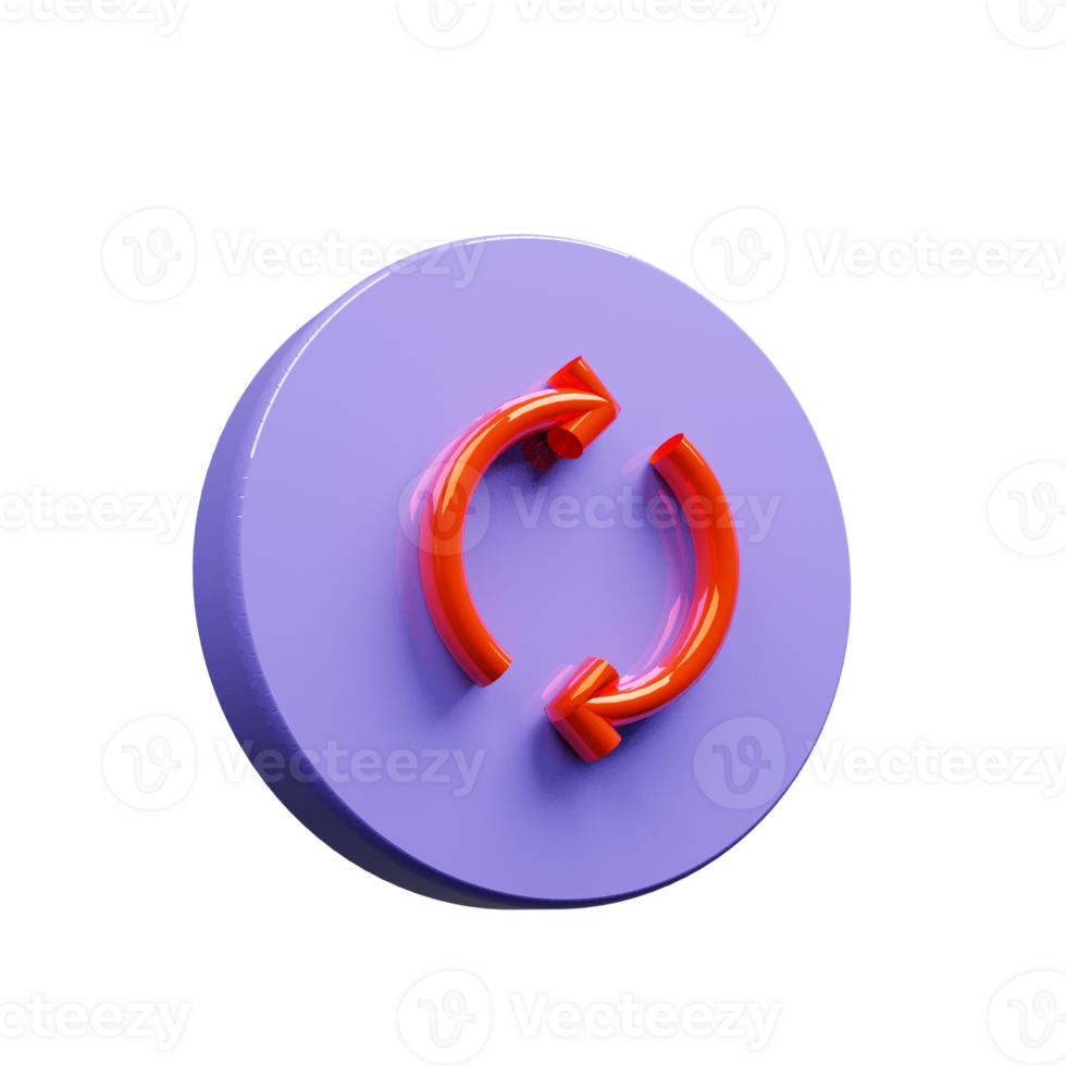 Reload icon red and blue color 3d render png