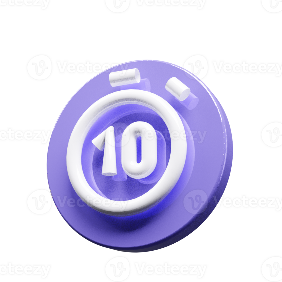 Clock icon 3d render blue and white color png