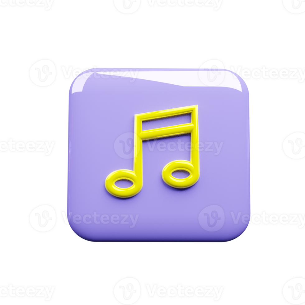 Music note 3d render icon png