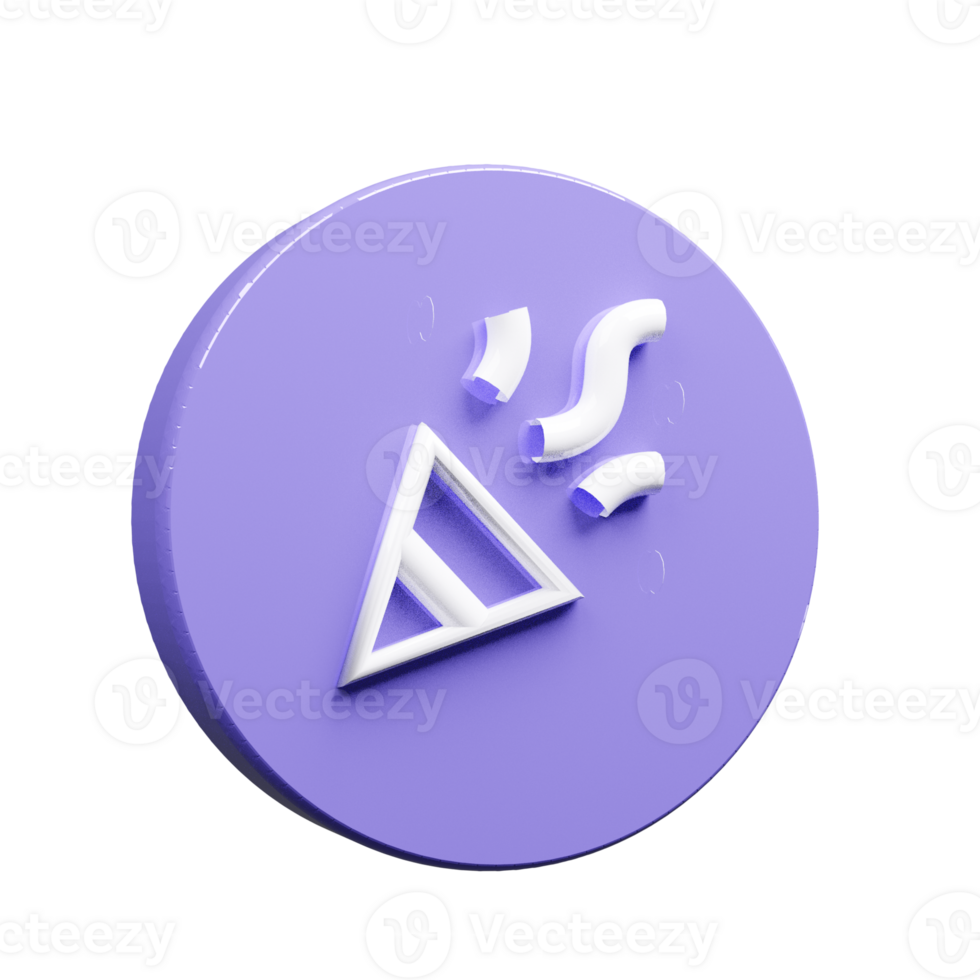 Party icon 3D render white and blue color png