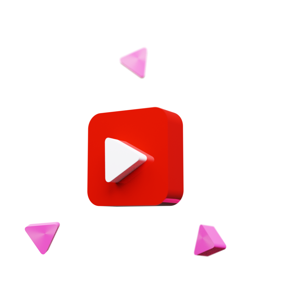Cube Youtube logo 3d render png