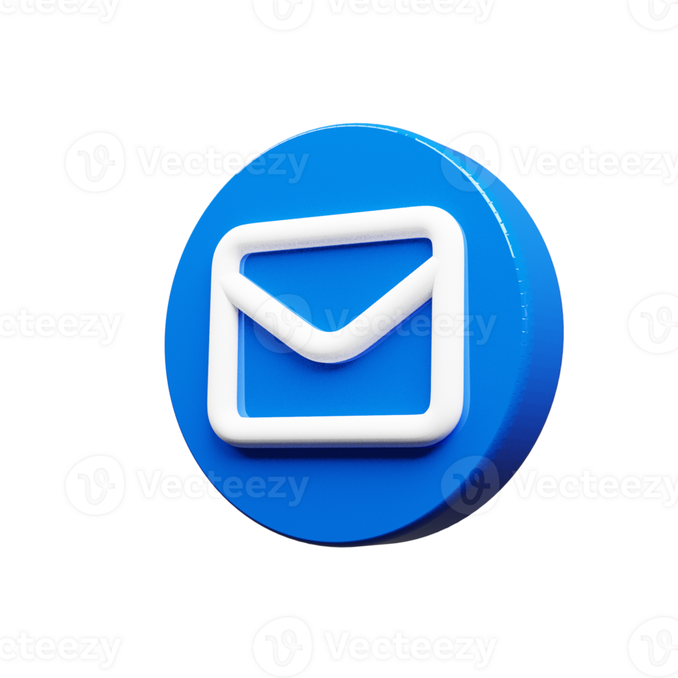 Email icon 3d render with white and blue color png