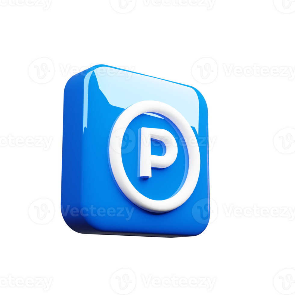 A blue square with a white letter p on it png