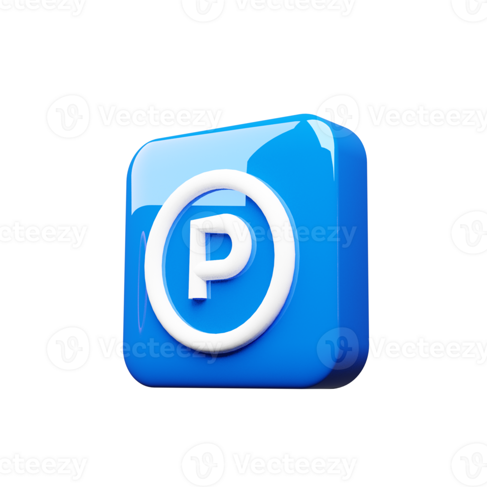 A blue square icon with the word parking on it png