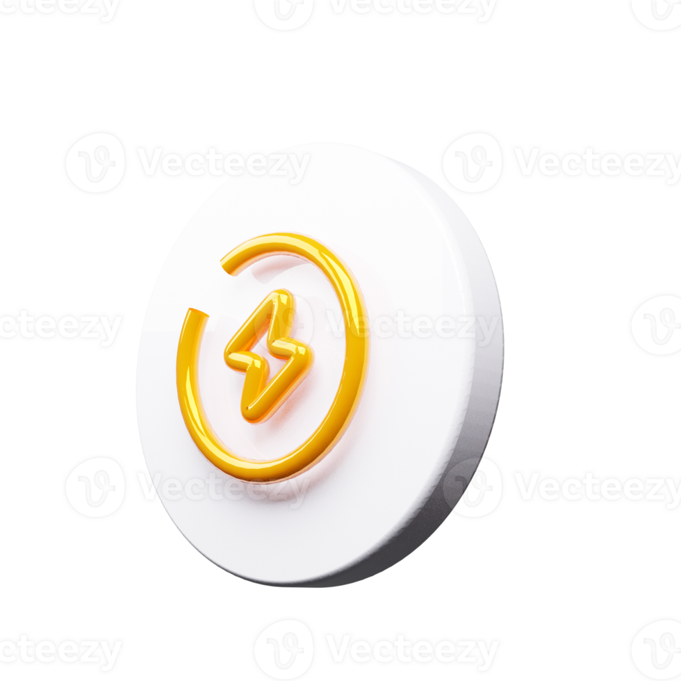 3D render icon of thunder symbol png