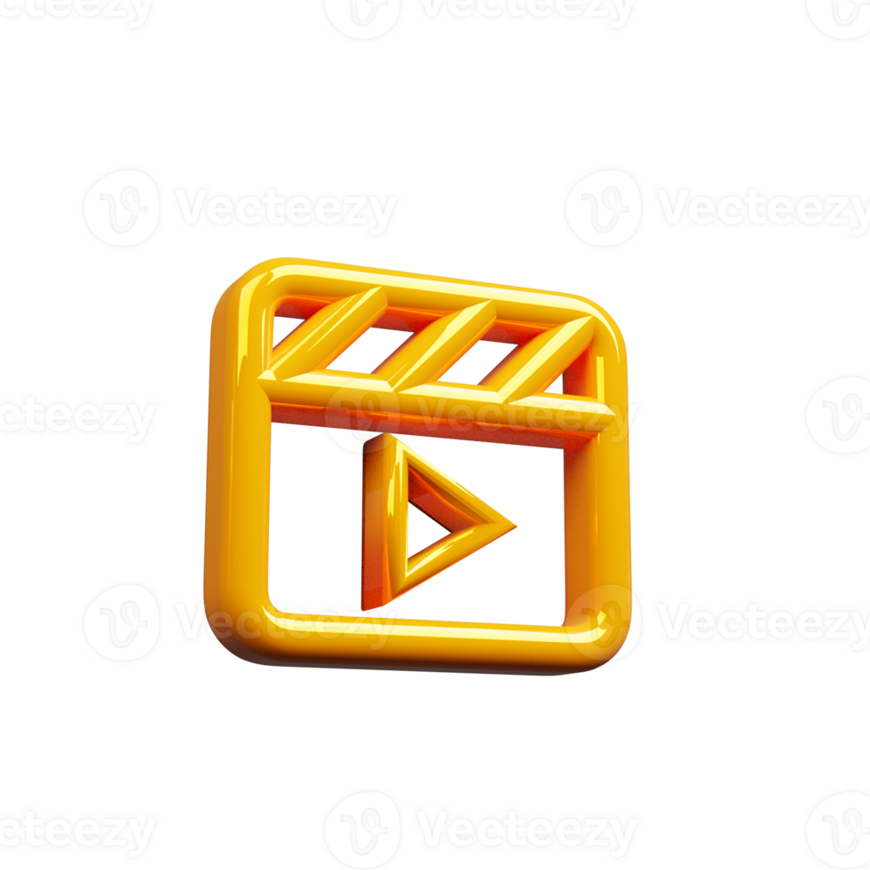 play button 3D render Icon symbol png