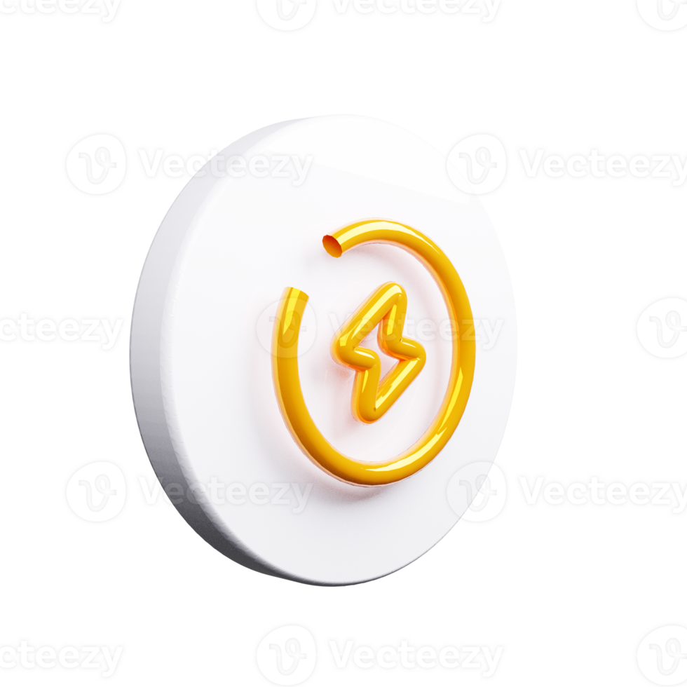 3D Render of Thunder bolt icon symbol png