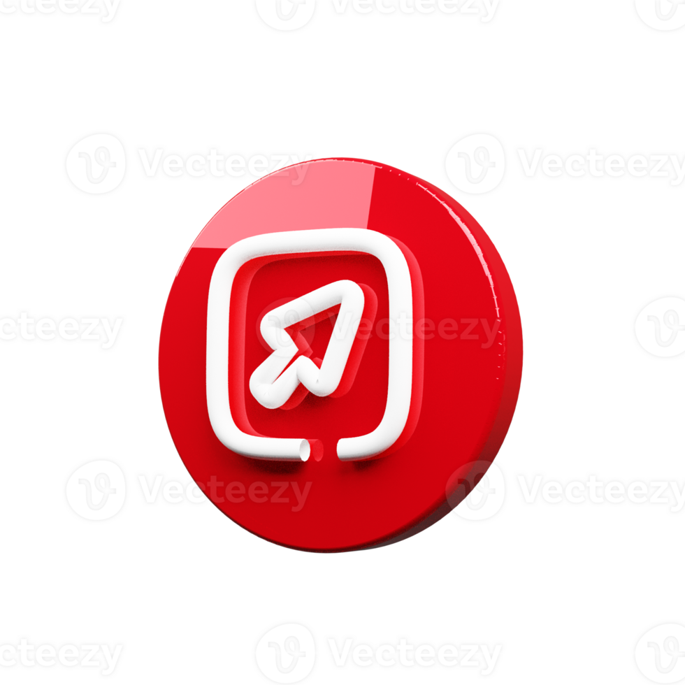 Red and white 3D Render cursor icon png