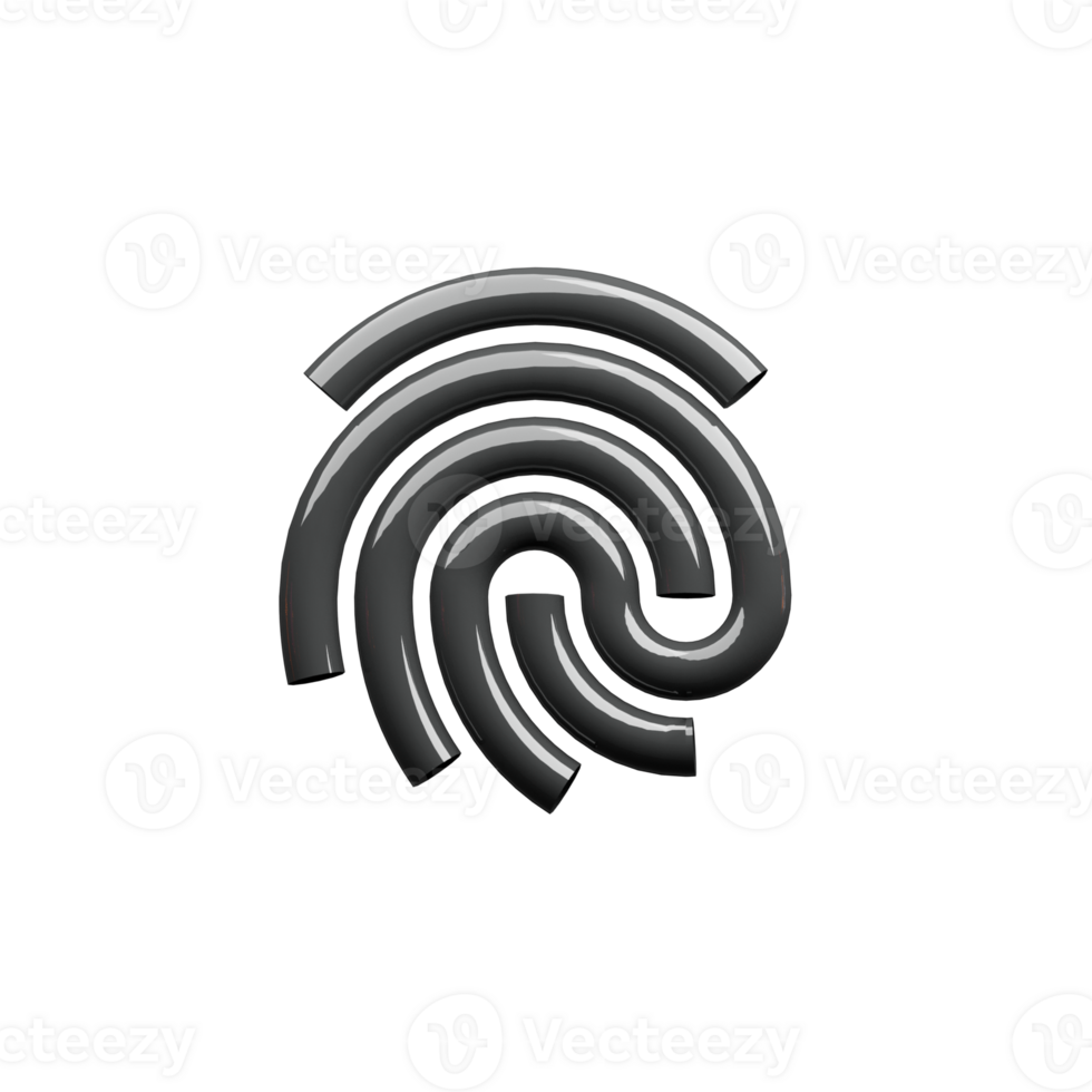 Black fingerprint icon 3D render png