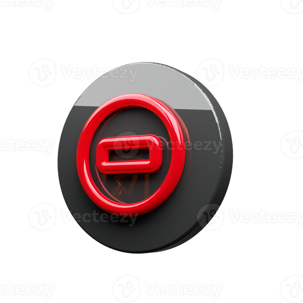 3D render of stop icon red png