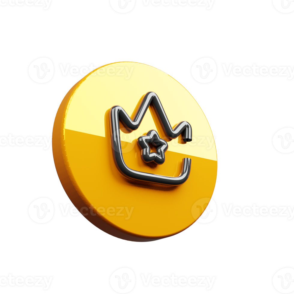 3D render crown icon symbol png