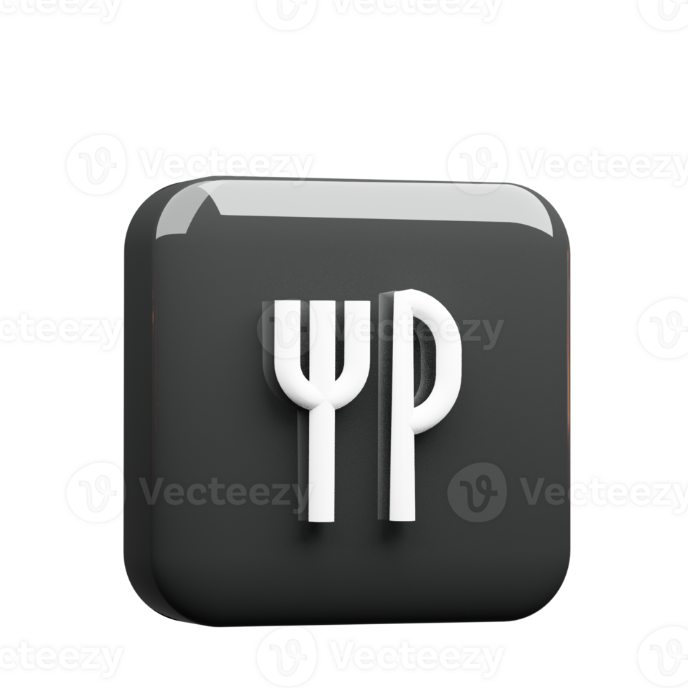 Spoon and fork 3D render icon png