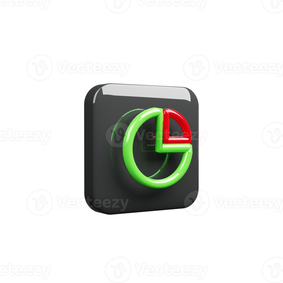 A green and red button pie cart 3D render icon png