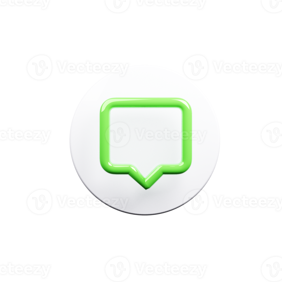 A green speech bubble icon 3D render png