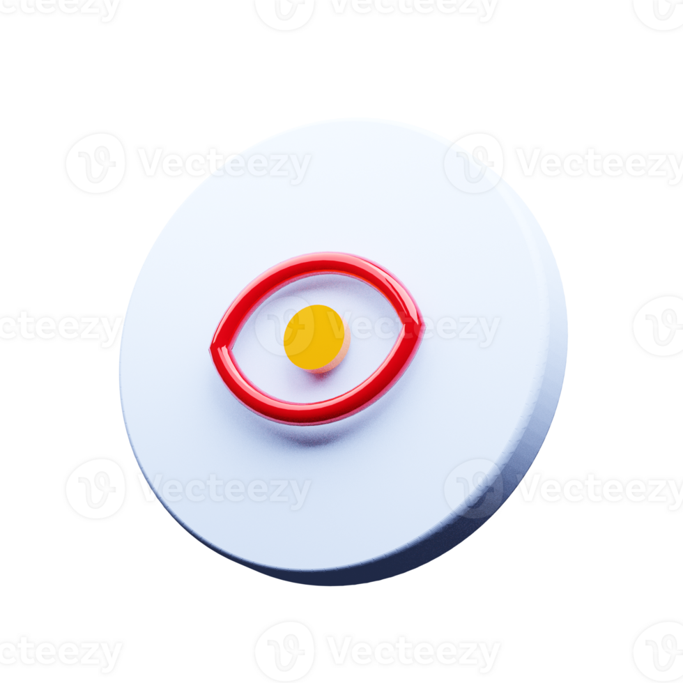 Red and white eye 3d Render icon png