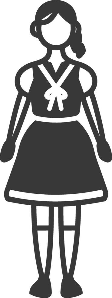 A silhouette of a girl in a dress vector