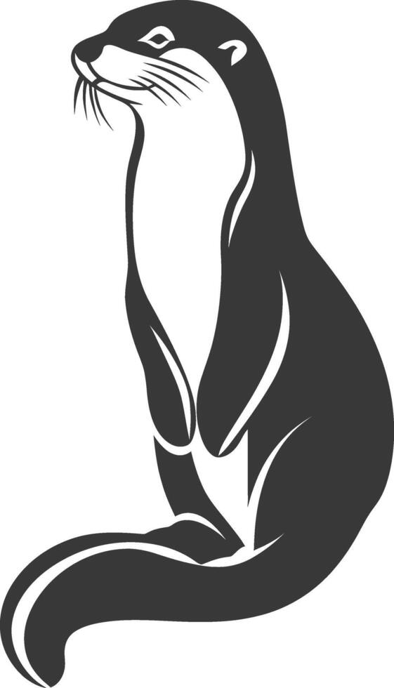 An otter is sitting on its back and has its tail in the air vector