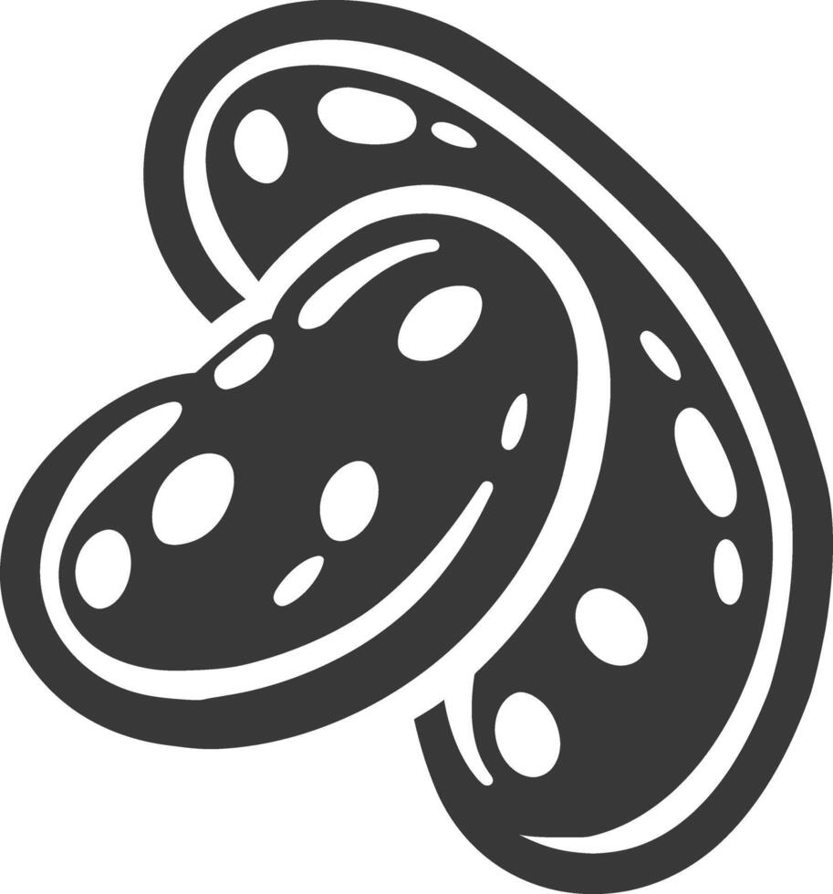 A black and white illustration of a bean vector