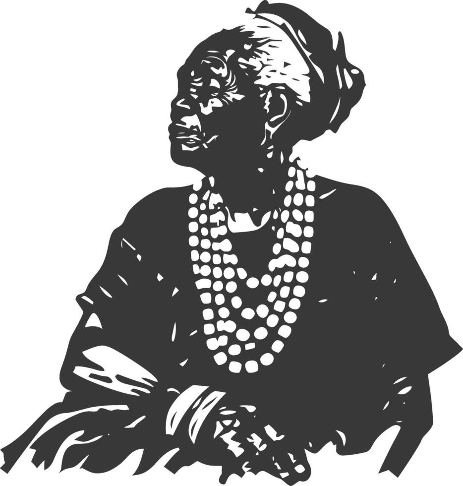 An old woman with beads on her head vector