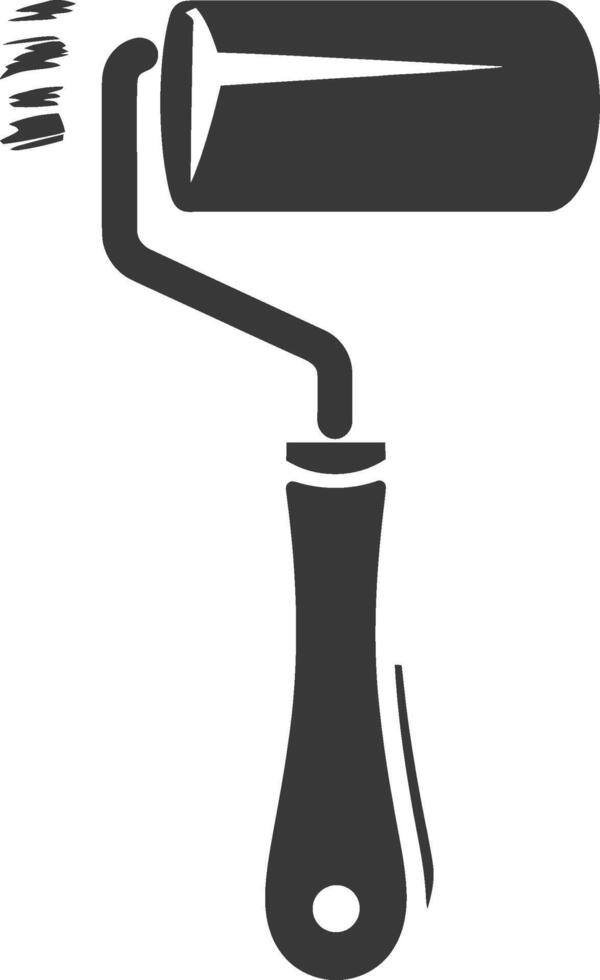 A black and white illustration of a paint roller vector