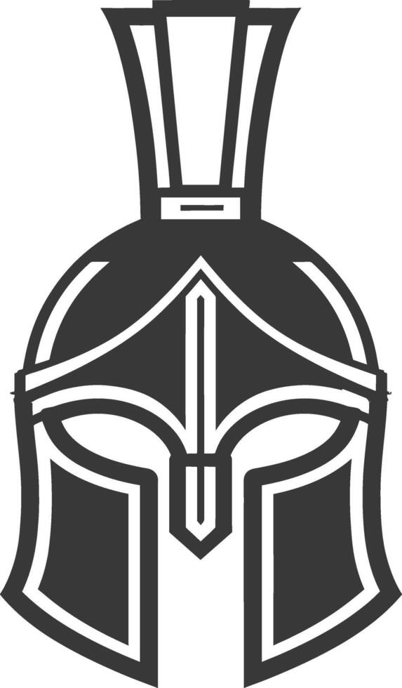 Spartan helmet icon, black and white illustration vector