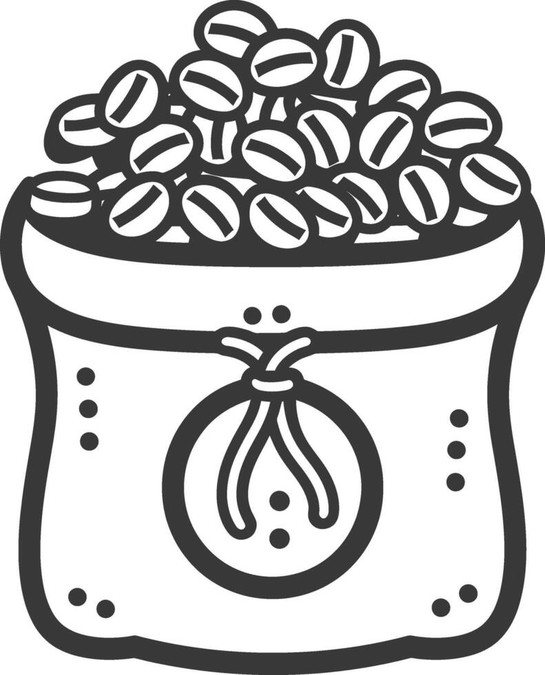 Coffee beans in a bag icon illustration vector