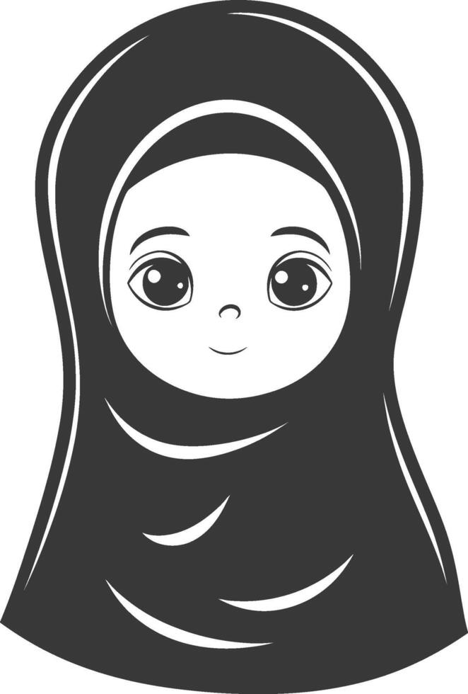 A cartoon muslim woman in a black hijab vector