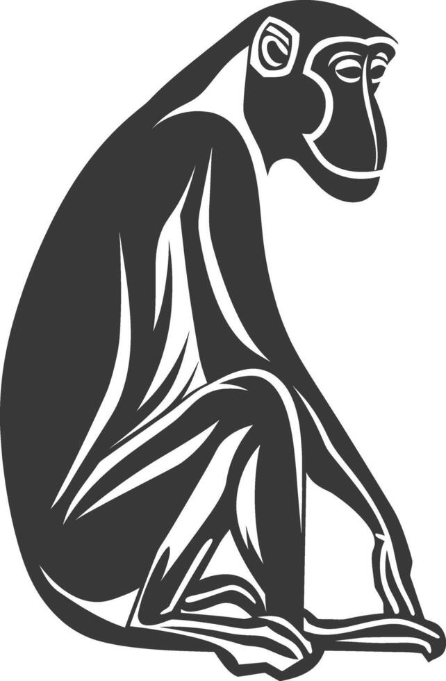 A black and white monkey sitting on its back vector