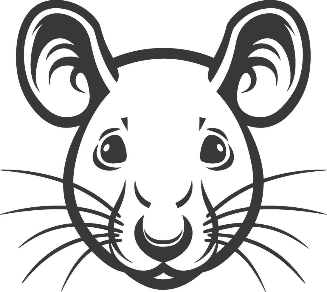 A black and white rat head on a white background vector
