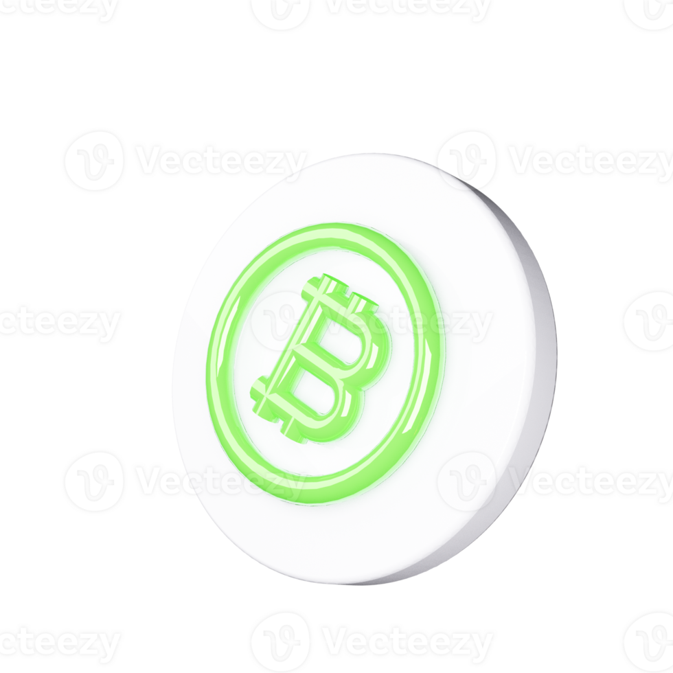 A green bitcoin logo on a white button png