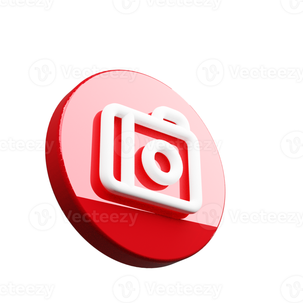 A red button with a camera icon on it png