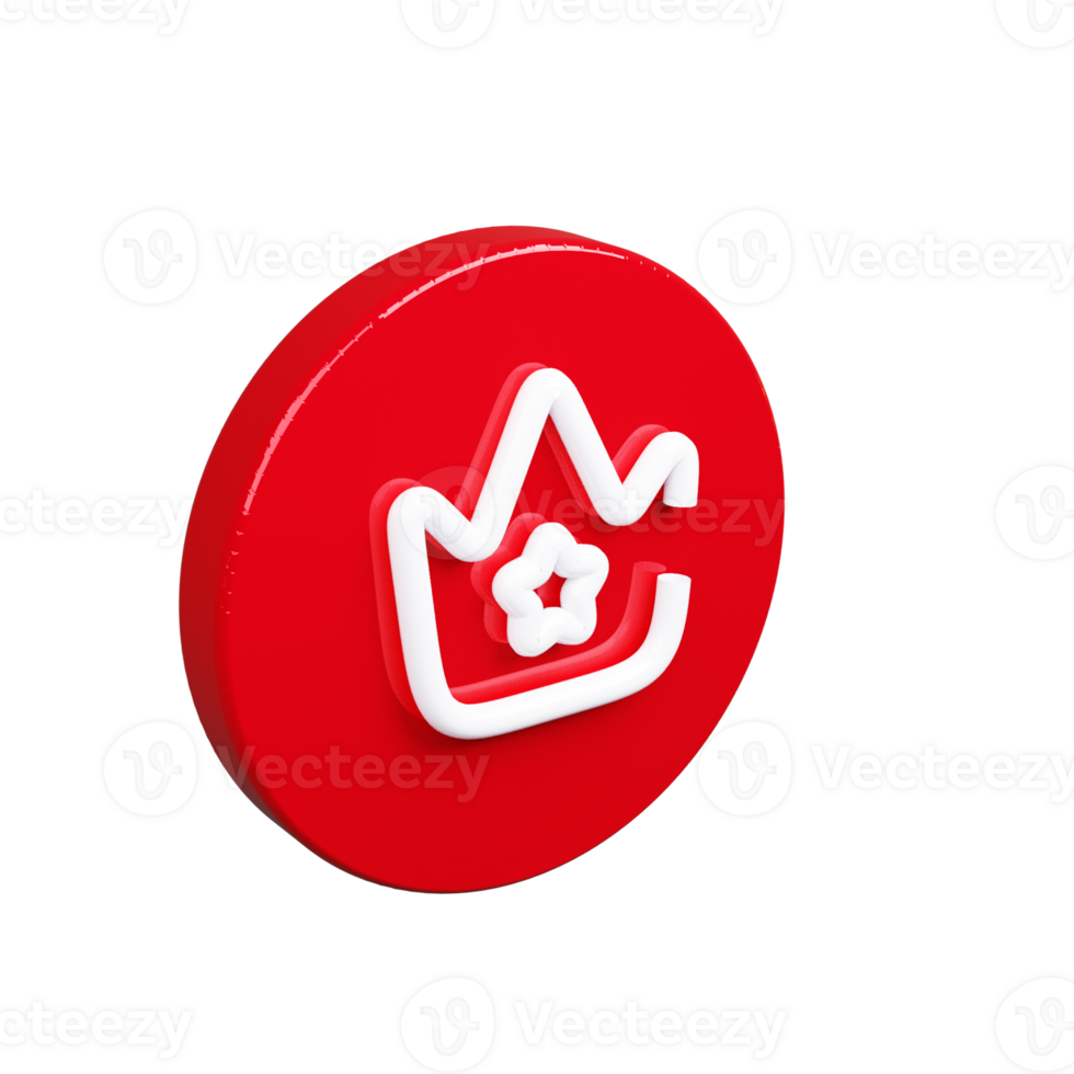 A red button with a crown on it png