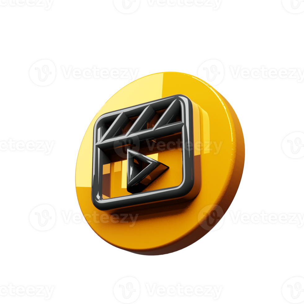 A yellow button with a play button on it png