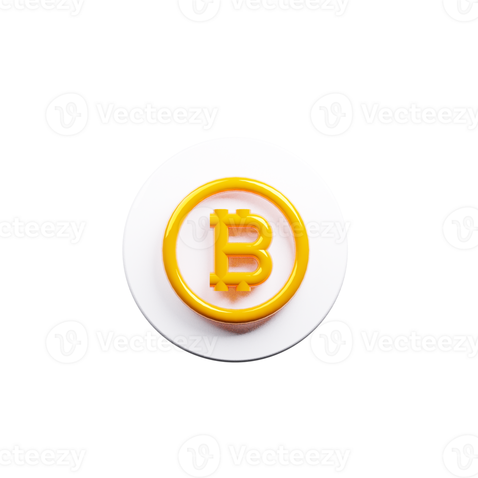 A bitcoin symbol on a white button png