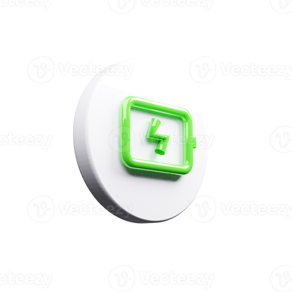 A green battery icon on a white button png
