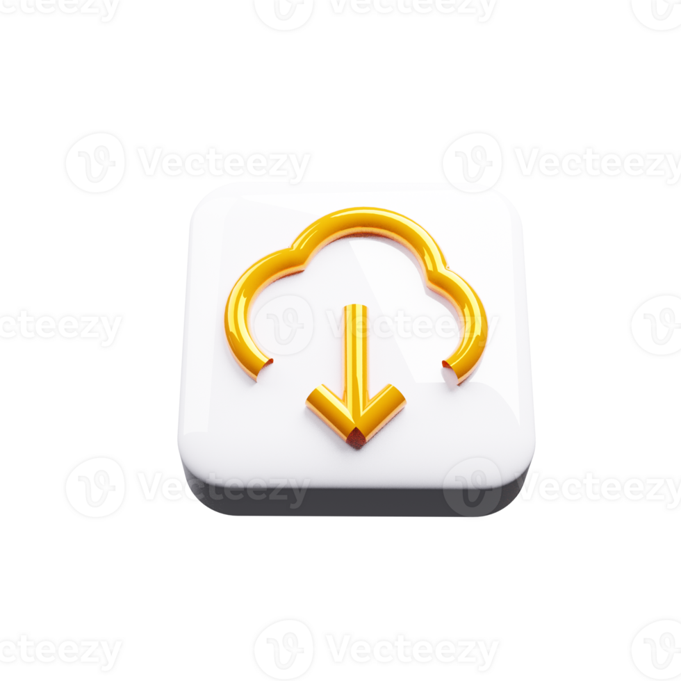 A white and gold cloud icon with an arrow pointing to it png