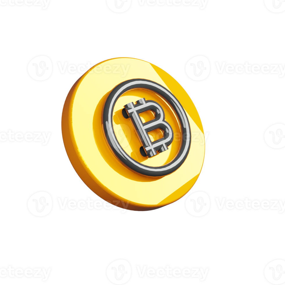 Bitcoin logo on a yellow button png